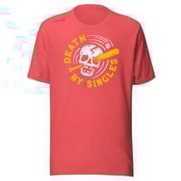 Image 1 of DEATH BY SINGLES T-Shirt (Red Heather)