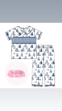 Blue bear smocked pjs 