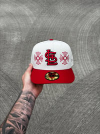 Image 3 of  PATCHWORK OFF WHITE TWO TONE STO CARDINALS CUSTOM FITTED CAP
