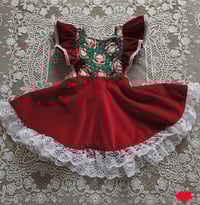 Image 4 of for @sophia.nancy_ - Christmas Cat & Velvet Frilly Pinny Dress