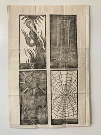 Image 1 of 'Love, Death, Judgement, Fortune' Blockprinted Wall Banner