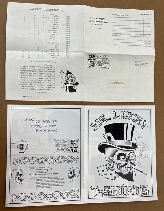Image of Mike "Mr Lucky" Malone T-Shirts Advertising & Order Forms