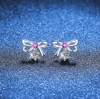 Image 5 of 925 Silver Butterfly Moissanite Stud Elegance Earrings
