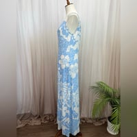 Image 6 of TOMMY BAHAMA blue and white floral Hawaiian print sleeveless maxi dress