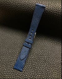 Image 3 of Blue Matte Lizard Watch Strap - Vintage Cut -