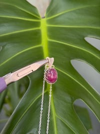 Image 4 of Silver Ruby Zoisite Oval Crystal Necklace