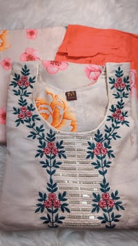 Image 3 of KSV81111-Soft Maslin Flower Print Kurtha Set