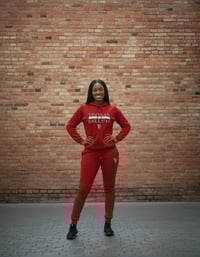 Image 2 of YB Red Heavy Blend Fleece Jogger Suit