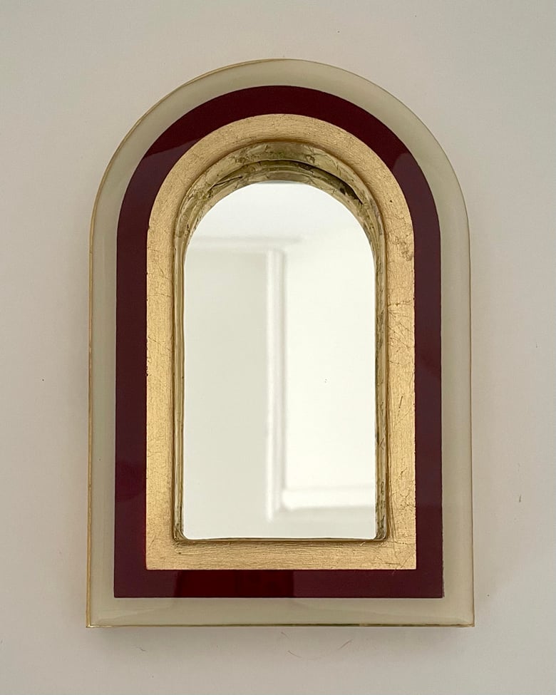 Image of Modernist Mirror Burgundy/Gold/Cream