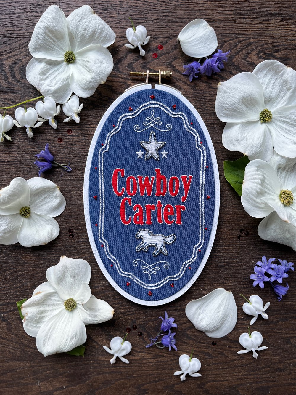 Image of Cowboy Carter Embroidered and Beaded Hoop