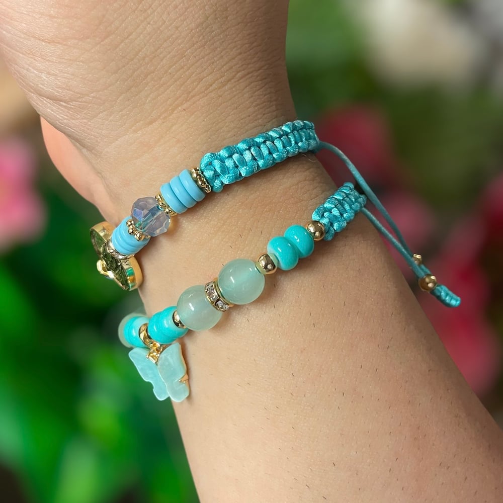 Virgencita turquoise bracelet set