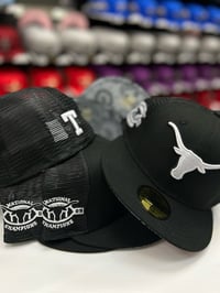 Image 1 of New Era 59Fifty Trucker Black/White/Grey Paisley UV 