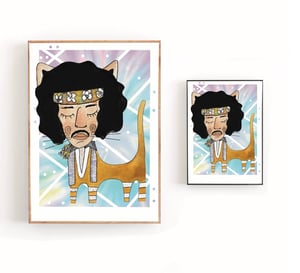Cat ~ Jimi Hendrix print  A4 / A3