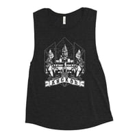 Lion Statue Ladies’ Muscle Tank - Black Heather 