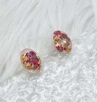 Image 1 of PINK & GOLD FLORAL STUDS