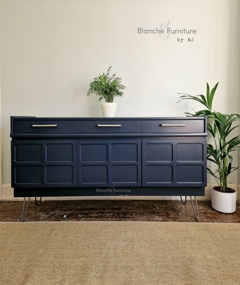 Gorgeous Nathan Square Sideboard in a Dark Grey with Chrome fittings