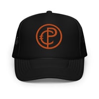 Image 1 of Corbin Pickard Logo Black and Orange Foam trucker hat