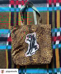 Image 5 of Leopard print panther patch large shoulder bag