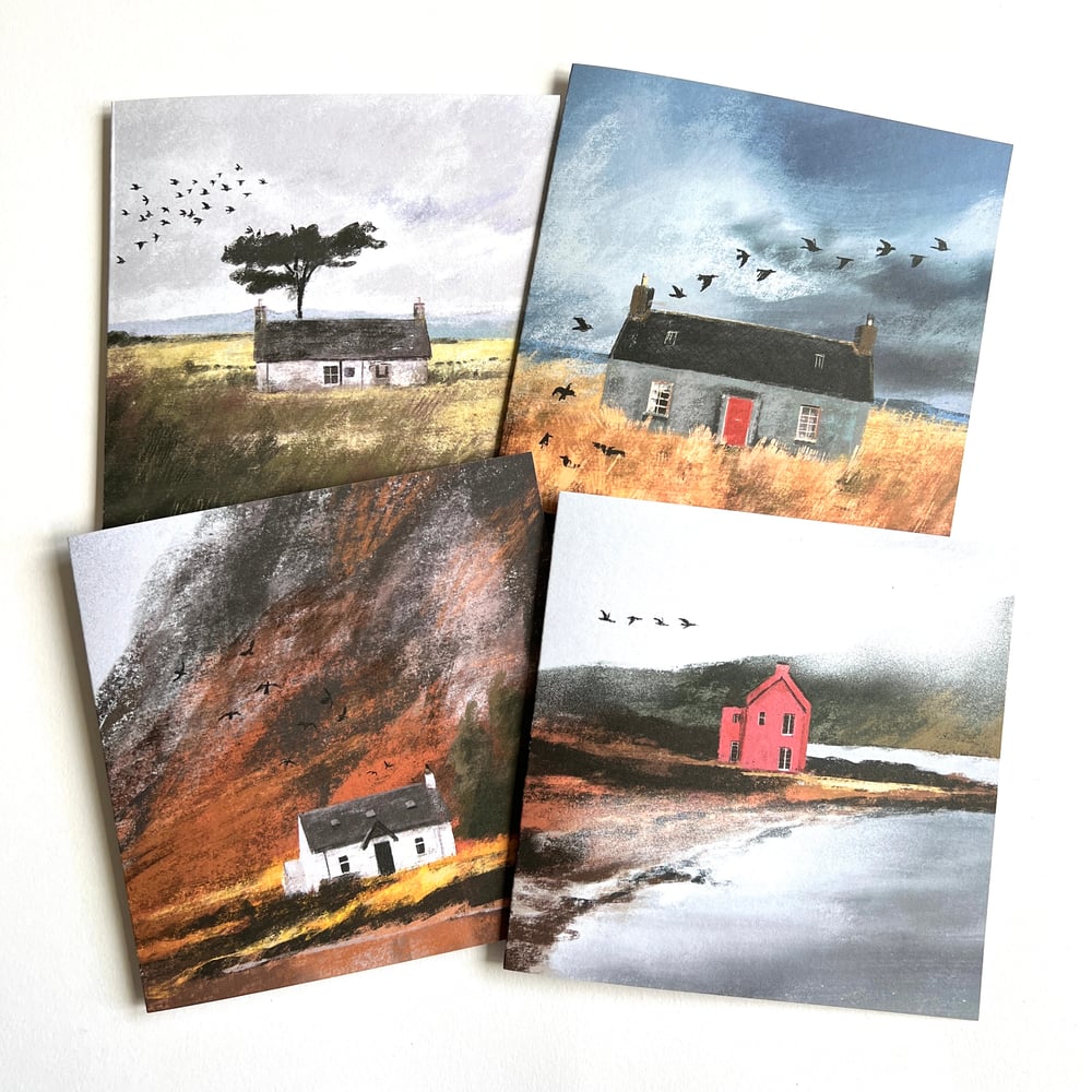 Image of Scottish Houses - Set Of 4 Luxury Greetings Cards