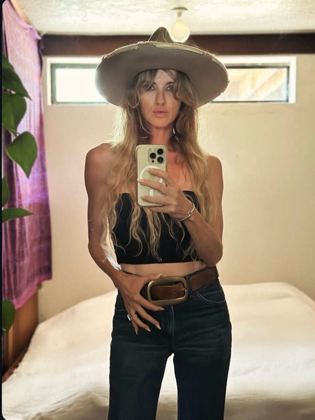 late 60s/early 1970s tooled leather belt with massive brass buckle