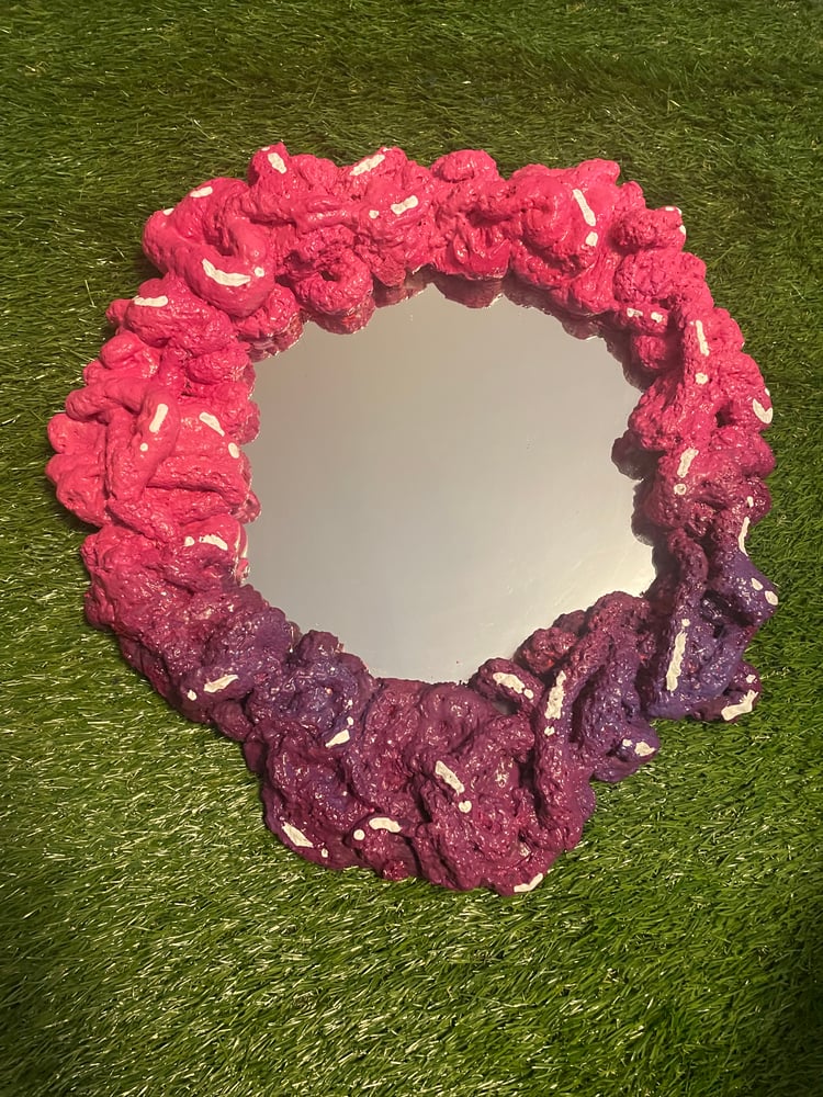 Image of Pink blob circle mirror 