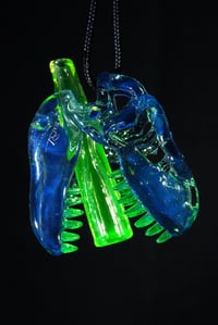 Image 2 of Aquamania T-Rex skull pendant with illuminati (UV) teeth & J-holder