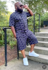 Image 2 of YB Black All Over Print Essential Short Set