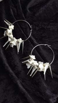 Image 2 of Cat Vertebrae bone spikey hoop earrings