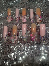 Image 4 of  On my grown and sexy extra long  square gel press on nails