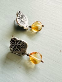 Image 6 of sterling silver post earrings with faceted citrine gemstones