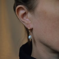 Image 2 of Gold filled Huggies with 8.5mm Freshwater Pearl Earrings from