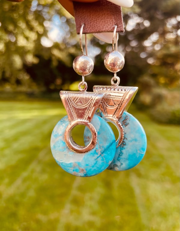 Image of Tuareg Silver & Turquoise Earrings