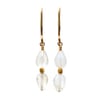 Tiny Rainbow Moonstone Double Drop Earrings
