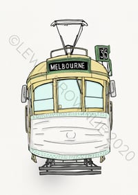 City Circle Melbourne Tram, with mask - Limited Edition Giclee Art Print