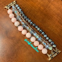 Image 1 of Pink Diva Apple Watch Beaded Watchband 