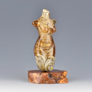 Image of XXL. Amber Peach Goddess - Flamework Glass Sculpture Bead