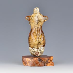 Image of XXL. Amber Peach Goddess - Flamework Glass Sculpture Bead