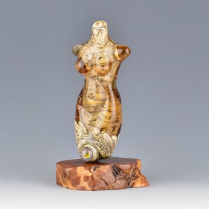 Image of XXL. Amber Peach Goddess - Flamework Glass Sculpture Bead