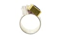 Cube cluster ring 18ct gold and sterling silver set with a Multicoloured Tourmaline 