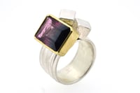 Image 1 of Cube cluster ring 18ct gold and sterling silver set with a Multicoloured Tourmaline 
