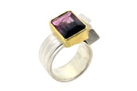 Image 2 of Cube cluster ring 18ct gold and sterling silver set with a Multicoloured Tourmaline 