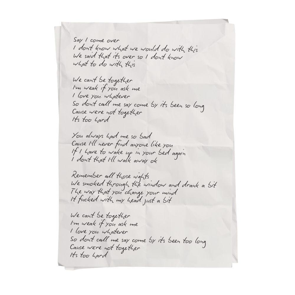 Image of SICO HANDWRITTEN LYRIC SHEET