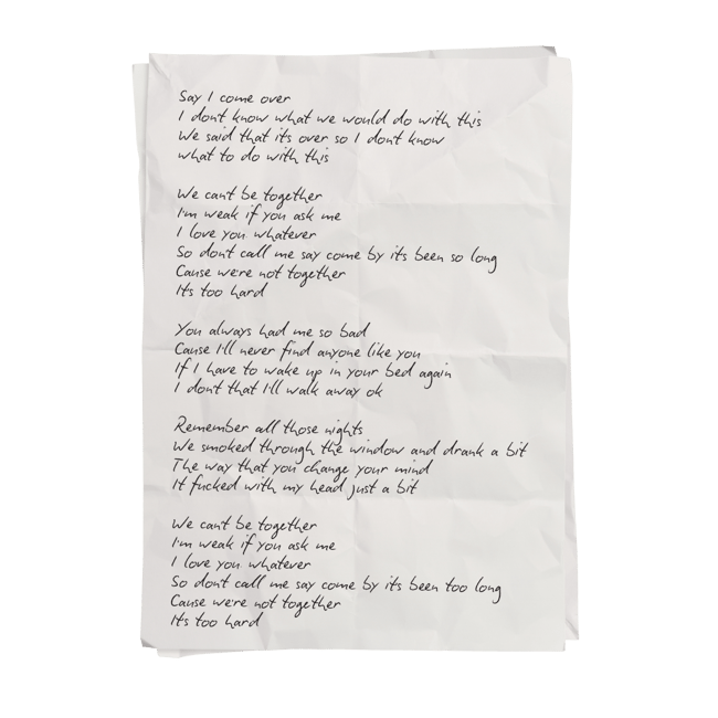 SICO HANDWRITTEN LYRIC SHEET