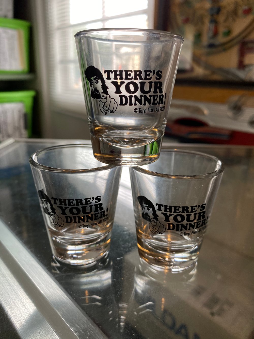 BACK IN STOCK!! Taryl “There’s Your Dinner” Shot Glass! 