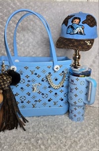 Image 1 of Blue Beach Bag, Cup & Hat