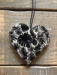 Image 1 of Black tropical leaves heart