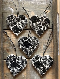 Image 2 of Black tropical leaves heart