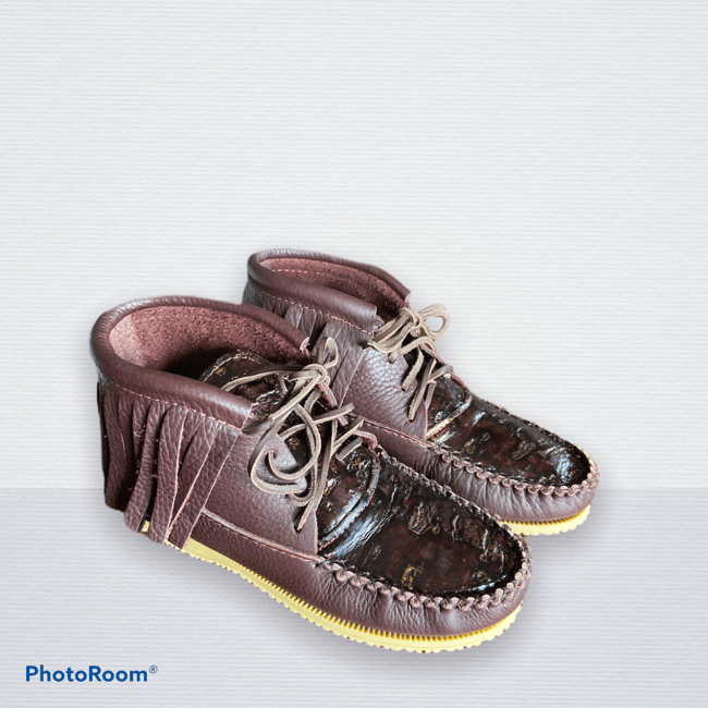 Tall Cowhide Barnwood Mocs - Womens