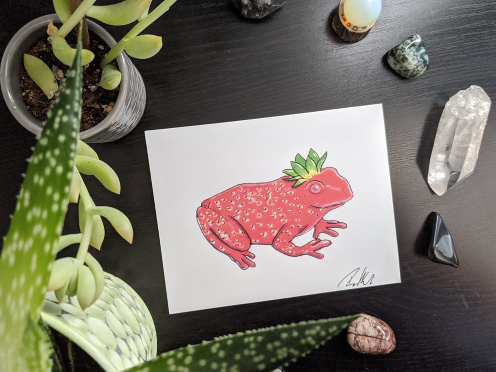 Image of Strawberry Frog Mini Print