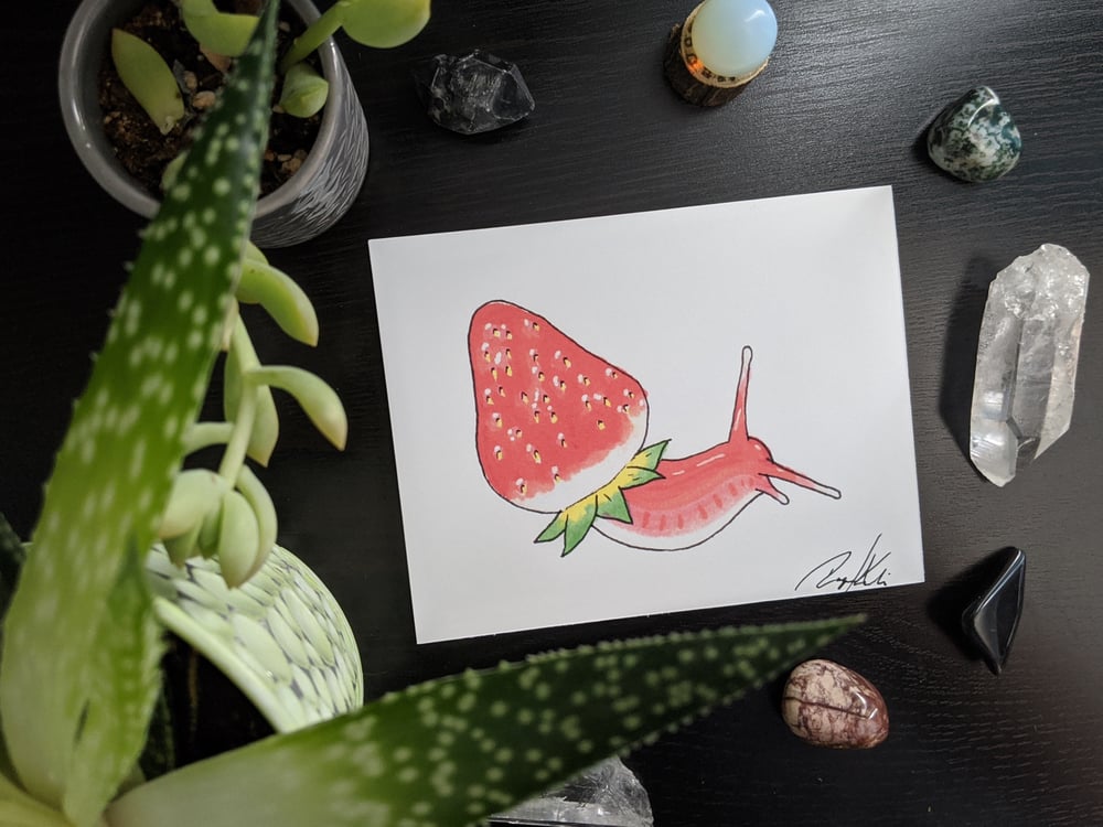 Image of Strawberry Snail Mini Print